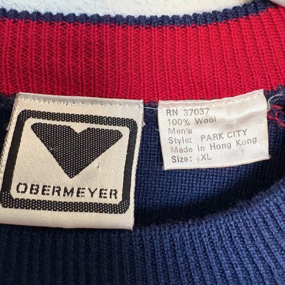 VTG80s Obermeyer ParkCity Wool Apres Ski Sweater Red  XL GaperDay Cabincore - Picture 3 of 8